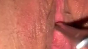 Milf first time speculum, with cum in pussy