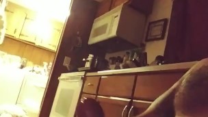 Stoked cock in kitchen and big finish.