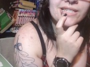 Hot goth in bra enjoys telling how to stroke joi 2/16