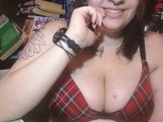 Hot goth in bra enjoys telling how to stroke joi 4/16