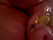 Bbw wife pissing in glass,  and on my phone. 7/16