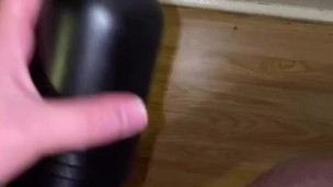 Fucking and wanking with my flashlight with big cumshot 