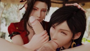Tifa Lockhart and Aeris Gainsborough Final Fantasy 7 Blowjob Animation