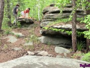 Brunette Hard Pussy Fuck Stranger Outdoor and Creampie in the Forest 12/16