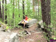 Brunette Hard Pussy Fuck Stranger Outdoor and Creampie in the Forest 5/16