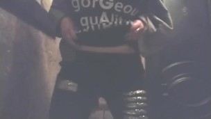 In public toilet big ass play. Horny bbw milf