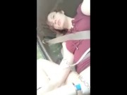 19 yo camgirl uses hitachi vibrator in car public orgasm upskirt pussy play 5/16