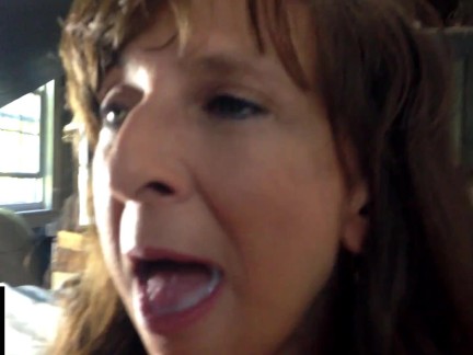 Sexy Granny Big Cock BJ Cum Bubble Mouth
