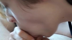 Amateur teen sucks and swallows.