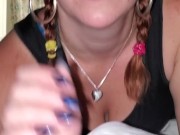 Babysitter with ponytails asked for Spanish dick and chokes and loves it ( mizz poizon ivy) 12/16