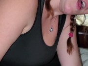 Babysitter with ponytails asked for Spanish dick and chokes and loves it ( mizz poizon ivy)