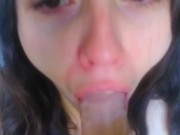 Pink Teary Eyed Sucks on Big Dildo Play Toy Lick Gags Chokes Blowjob