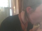 Teen Amateur  with sucks massive older cock swallows Lavender Joy 3/16