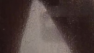 Uncut Latino playing with ass and cock in shower
