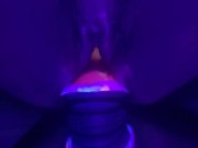 Fat pussy swallows big knot dragon dick