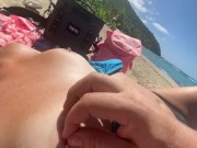 A Stranger Teases my Newly Pierced Nipples on the Beach