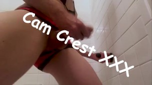 Panty slut in the shower