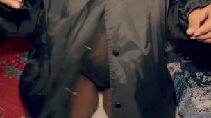Ebony in a jacket is so horny