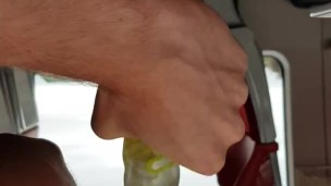 #1 Public Fapping on my gf in public train, very risky, onahole/fleshlight,