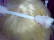 Sloppy Blow Job in Purple Lipstick and Cat Ears