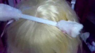 Sloppy Blow Job in Purple Lipstick and Cat Ears
