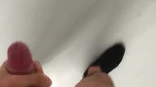 horny student jerking off in public basement