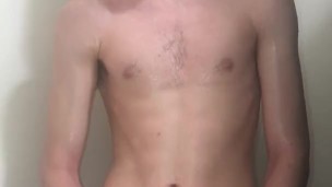 19 year old college guy Jesse Gold jerks off in the shower