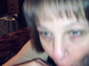 Mature slobbering and sucking cock till it fills her mouth with cum 13/16