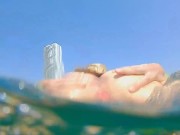 Underwater PUSSY PLAY at Public Beach # FUN from Risky Public Exhibitionism 15/16