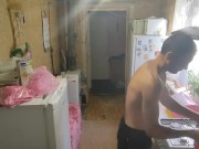 I water the front yard, eat cherries, wash my stove and sweep in the kitche 9/16