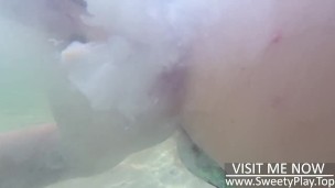 Underwater anal milk enema squirting