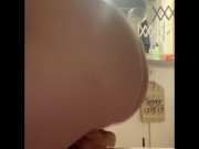 BBW quietly fucks herself while stepdads in the next room