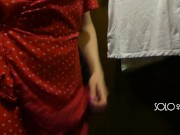 Hot girl play with pussy and tits in the dressing room, public masturbation 8/16