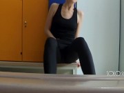  in leggings got in school locker room, public masturbation