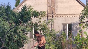 The day was hot, i in the garden.