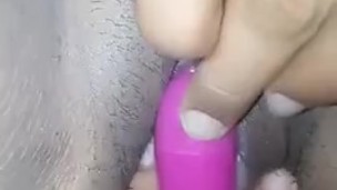 SOAKING WET PUSSY drilled by BBC dildo while playing with CLIT