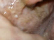 Bbw Milf peeing in the shower.  While her pussy is gently opened 9/16