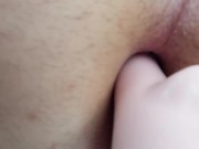 Fucking ass in car with dildo