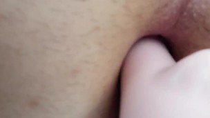 Fucking ass in car with dildo
