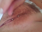 Hairy pierced  pussy
