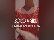 Innocent girl in a red dress public masturbation in a dressing room store 1/16