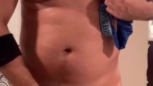 PREVIEW | jock jerks off after workout | cum shot | nipple play 