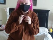 Cute Big Titty Alt Girlfriend gets off in her Bear Onesie