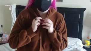 Cute Big Titty Alt Girlfriend gets off in her Bear Onesie