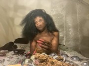 Kitty’s long nails smoking watching tv