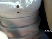 Tight wet pussy close up, public masturbation in a car in a parking lot 7/16