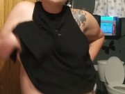 Horny Wife Strips for husband on Camera while he watches and cums for her 2/16