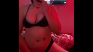 Teen masturbating during a gaming break