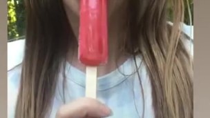 Deep throating a popsicle