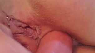 Wife stretching her tight pussy for me